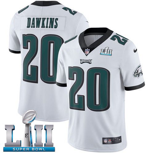 Men Philadelphia Eagles #20 Dawkins White Limited 2018 Super Bowl NFL Jerseys->->NFL Jersey